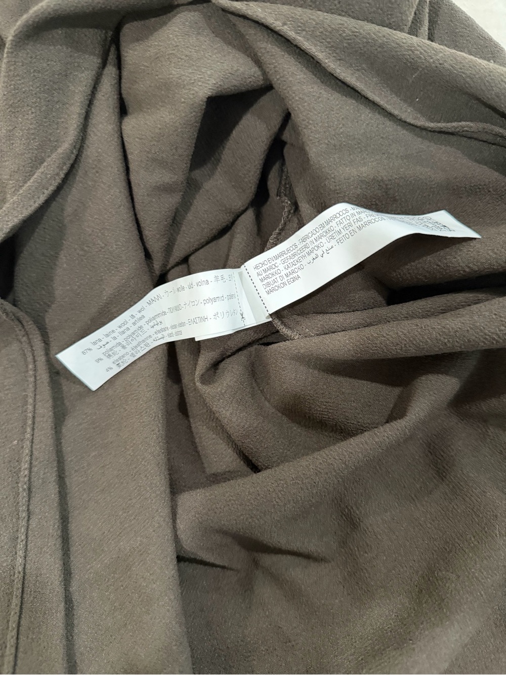 NWT Zara Draped Faux Wrap Midi Dress Brown V Neck Long Sleeve Quiet Luxury XL - Picture 7 of 7